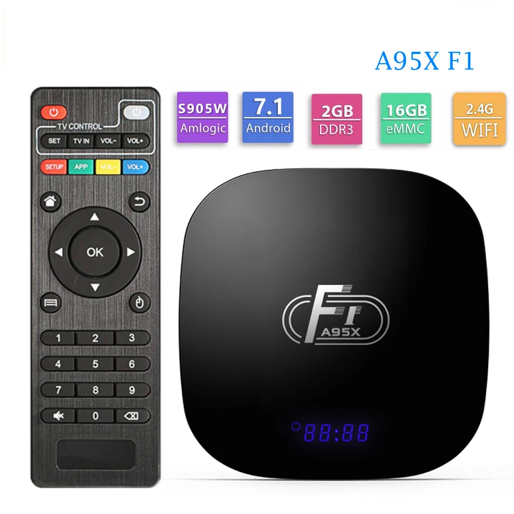 Новый Android 8 1 Смарт ТВ бокс A95X F1 Amlogic S905W четырехъядерный 2 Гб 16 Поддержка H.265 4K 4 ГГц