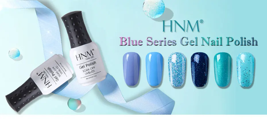HNM 8 мл УФ-гель для ногтей синяя серия светодиодный светильник лак для ногтей отмачиваемый Полупостоянный рисунок геллак зимний стиль 36 цветов