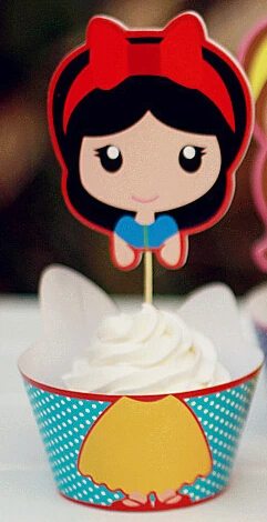 Snow White 12 компл. детский день рождения Завертчицы сувениры Русалка Золушка Белоснежка Pincess чашки торт ботворезы выбирает - Цвет: Snow White