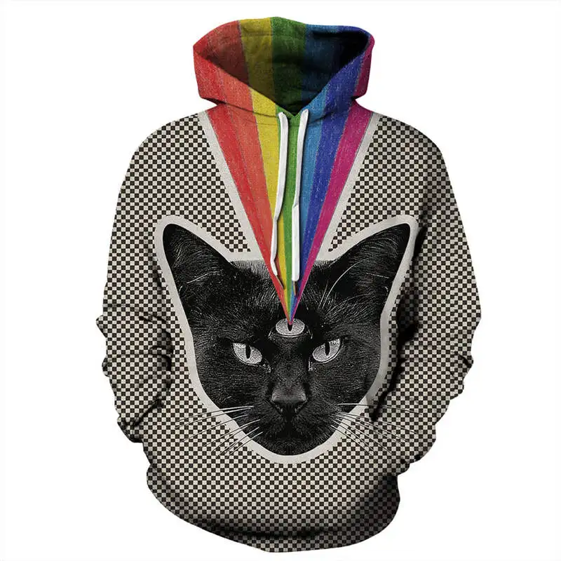 Модные толстовки с 3d принтом кота для мужчин и женщин забавная толстовка
