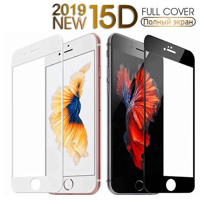 15D закругленные края полное покрытие из закаленного стекла для iPhone 7 8 6 6S Plus стекло протектор экрана для iPhone 6 6S Plus Пленка чехол