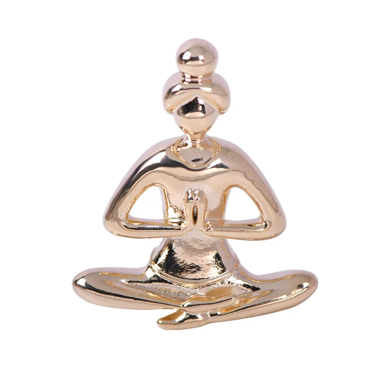 Gold Color Funmor Йога фигура Броши Эмаль булавки фитнес для женщин девочек Спорт рутинное украшение Ювелирные изделия блузка пальто аксессуары Подарки - Окраска металла: Gold Color