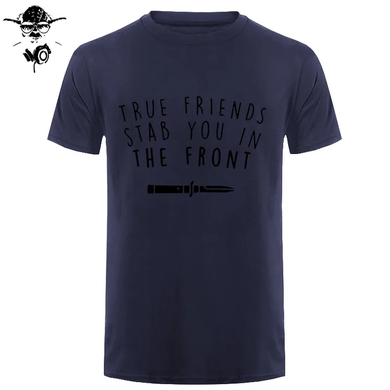 Футболка BMTH для мужчин Bring Me The Horizon, Классическая футболка с надписью «True Friends», хлопковая графическая футболка для мужчин - Цвет: navy black