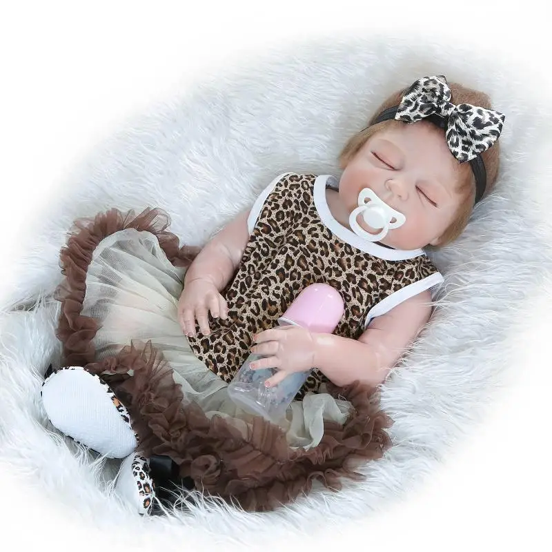 

57cm Reborn Full Vinyl Dolls Early Educational Dolls Kids Leopard Toys Sleeping Accompany Playmates Doll Gifts Collection Dolls