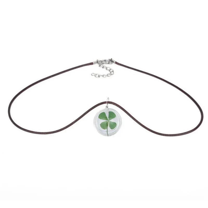Refaxi 2016 New Woman Fashion Handmade Nature Flower Necklace Lucky Clover With Double Glass Ball Pendant Hot | Украшения и