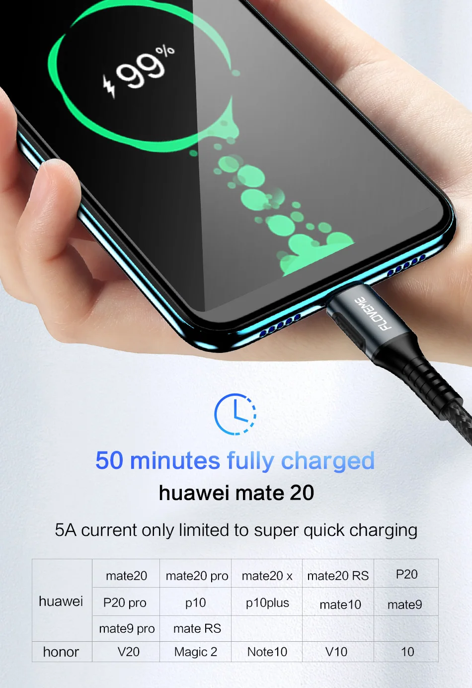 FLOVEME 5A usb type-C кабель для huawei mate 20 P20 P30 Pro Lite Supercharge USBC Быстрая зарядка зарядное устройство USB-C type-C кабель