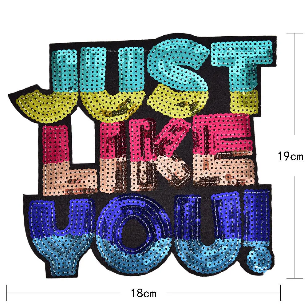 Расшитые блестками цветные буквы такие же как вы железные нашивки на вышитую