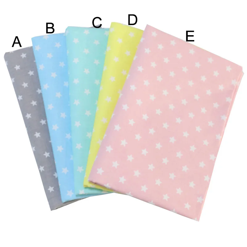 100% хлопок ткань розовый/желтый/синий/серый Принт со звездой Ткань для шитья