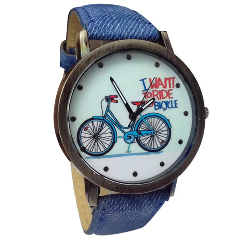 Модные женские часы повседневные модные с джинсовым ремешком велосипедные