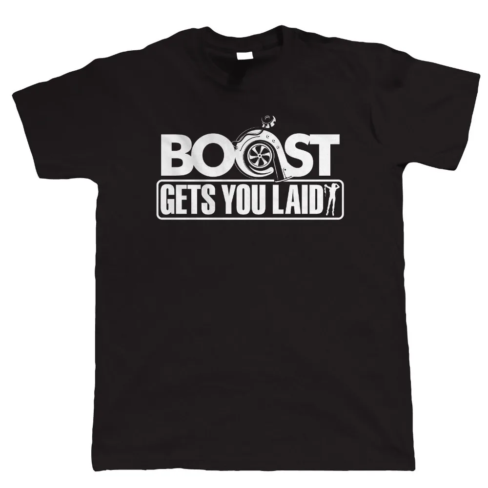 Новый 2018 Забавный короткий рукав Топ О-образным вырезом мужские Boost получает вы