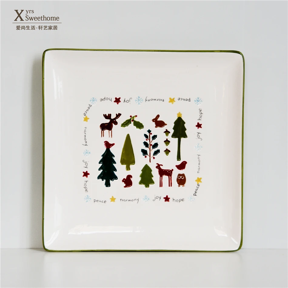 Christmas Tableware set Nordic minimalist plate Home dish Cup Rice bowl seasoning Xmas dinnerware Set Gift | Дом и сад