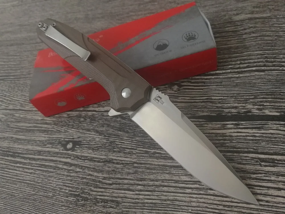 Johnnyjamie бренд Presidio C818GP карман Ножи черный G10 ручка D2 Нержавеющая сталь лезвие шариковый подшипник армейский Ножи s для повседневного использования, для кемпинга