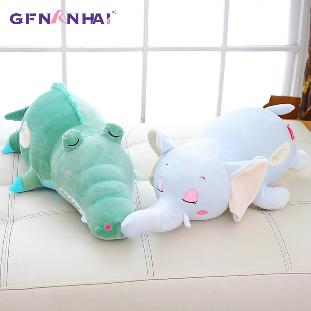 

1pc 55cm Cartoon Lying Animal Crocodile Elephant Plush Toy Lovely Stuffed Down Cotton Plush Pillow Children Baby Birthday Gifts