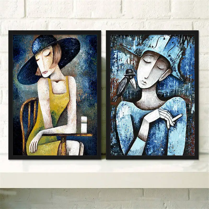 Scandinavian abstract figure Posters Prints sexy smoke lady Canvas Wall Art Painting For Living Room home decor | Дом и сад