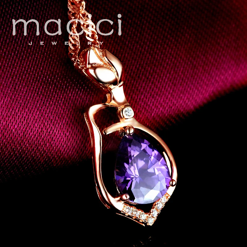 Flower Pendants 925 Sterling Silver Jewelry Purple CZ Stone Pendant for Necklace Making DA143 | Украшения и аксессуары