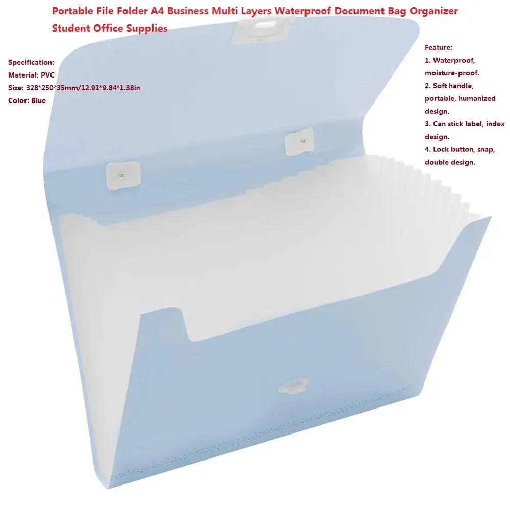 PVC 32.8x25x3.5cm 12/24 карманов, секретная папка для файлов, А4, органайзер, бизнес-файл, офисные принадлежности, держатель для документов с крышкой, для хранения продуктов - Цвет: PVC 32.8x25x3.5cm
