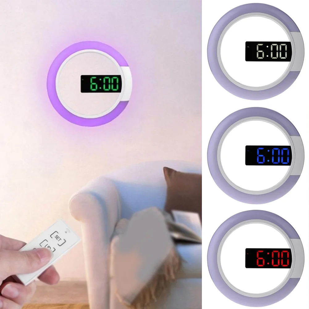 Светодиодный дисплей будильник время памяти полые настенные часы с зеркальной