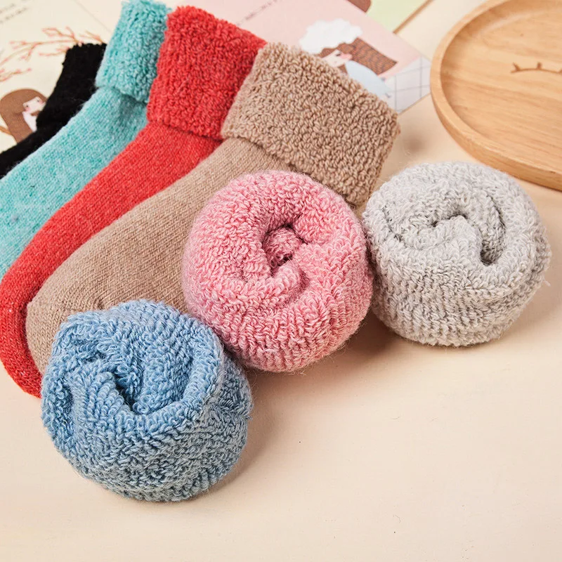 3 пара/лот носки для малышей Нескользящие зимние теплые из натуральной шерсти