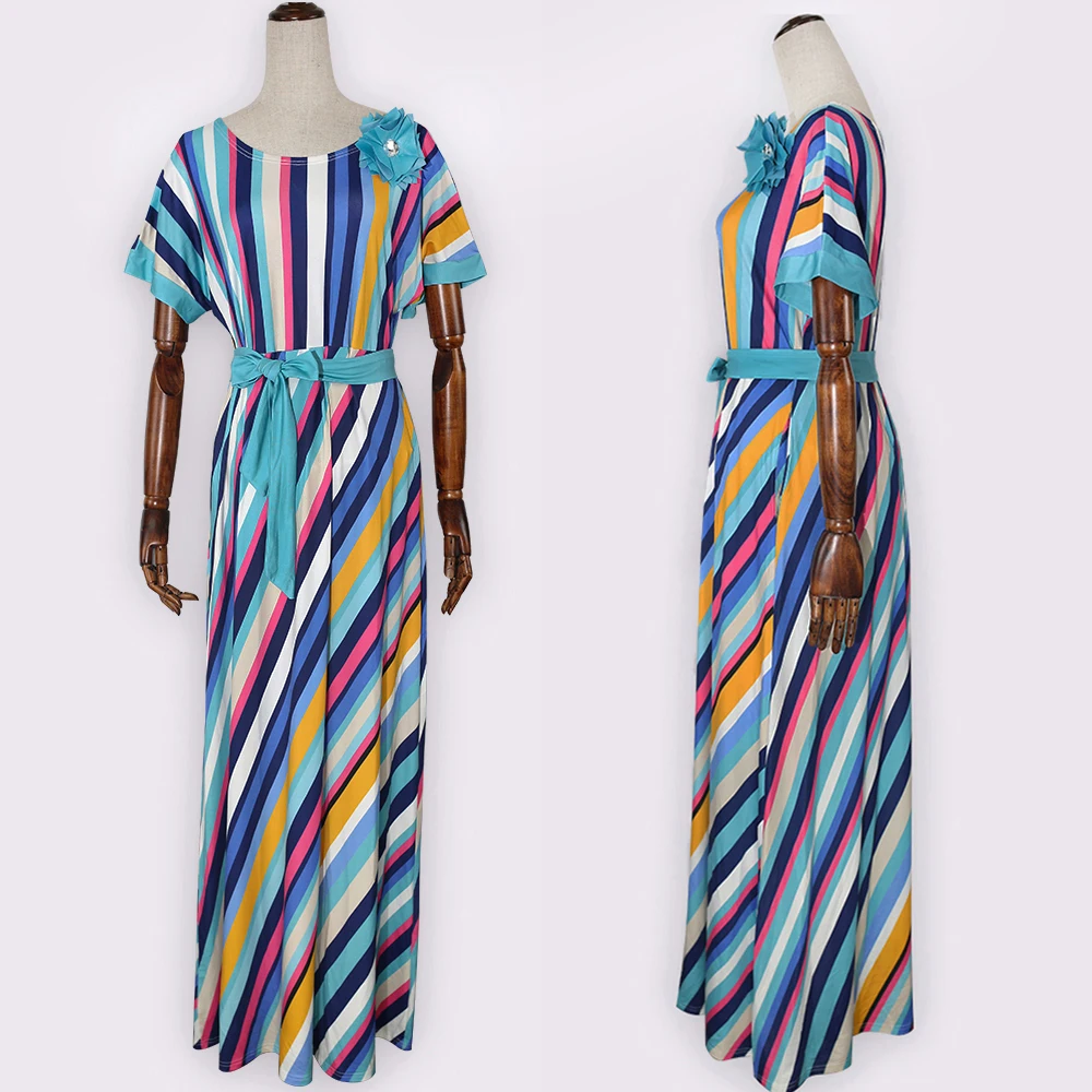 Женское платье в африканском стиле Длинное свободное полоску одежда