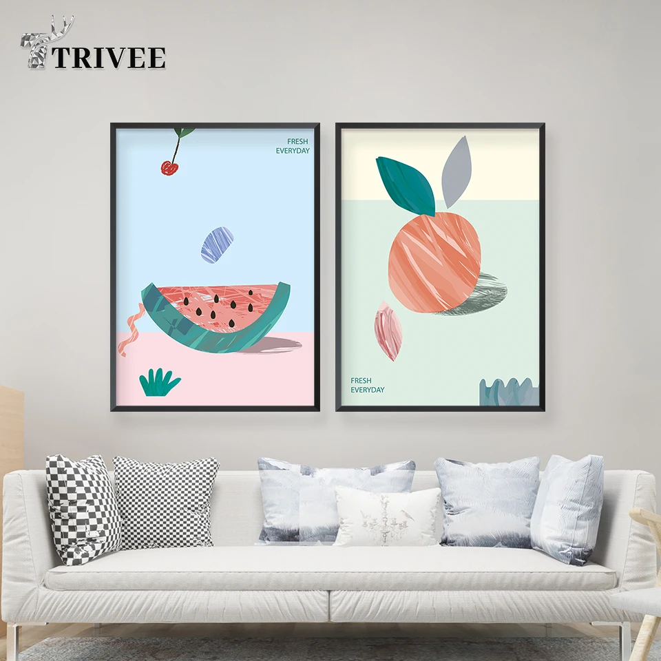 HD печать стены искусства холст настенный плакат картина фрукты арбуз оранжевые