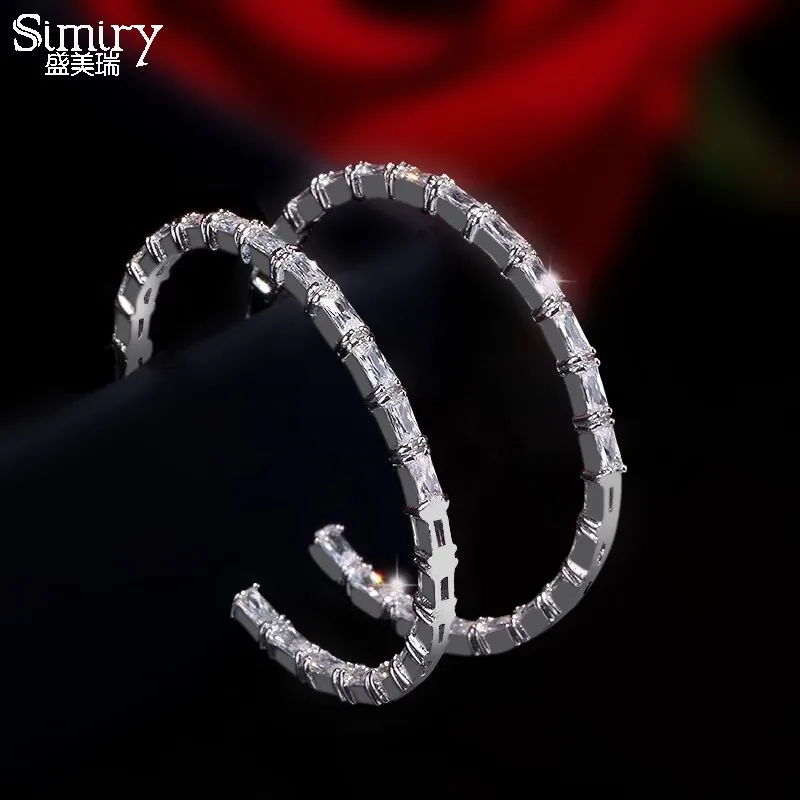 Женские серьги кольца Simiry из стерлингового серебра S925 пробы с кубическим