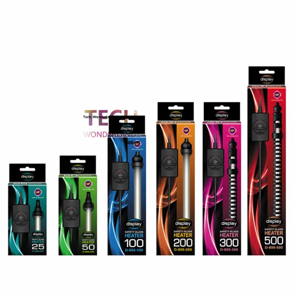 Стеклянный нагреватель для аквариума взрывозащищенный погружной 100 Вт/200 Вт/500 Вт