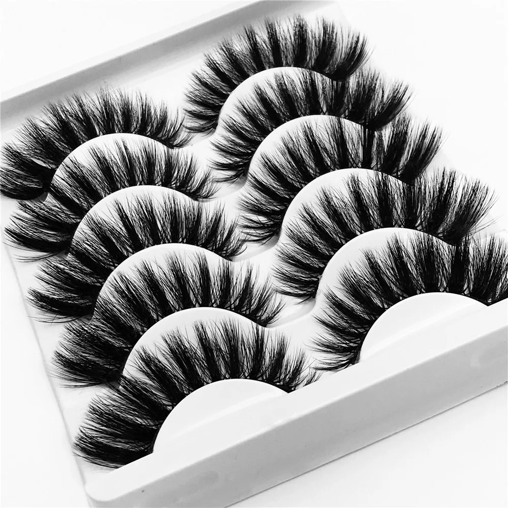 5 Pairs Mink Hair False Eyelashes Thick Curled Full Strip Handmade Lashes Eyelash Extension Tool Women Eyes Beauty Makeup | Красота и