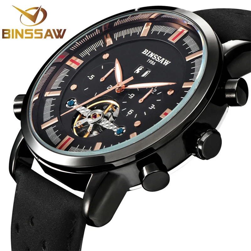 BINSSAW Мужские автоматические механические часы Tourbillon модные брендовые