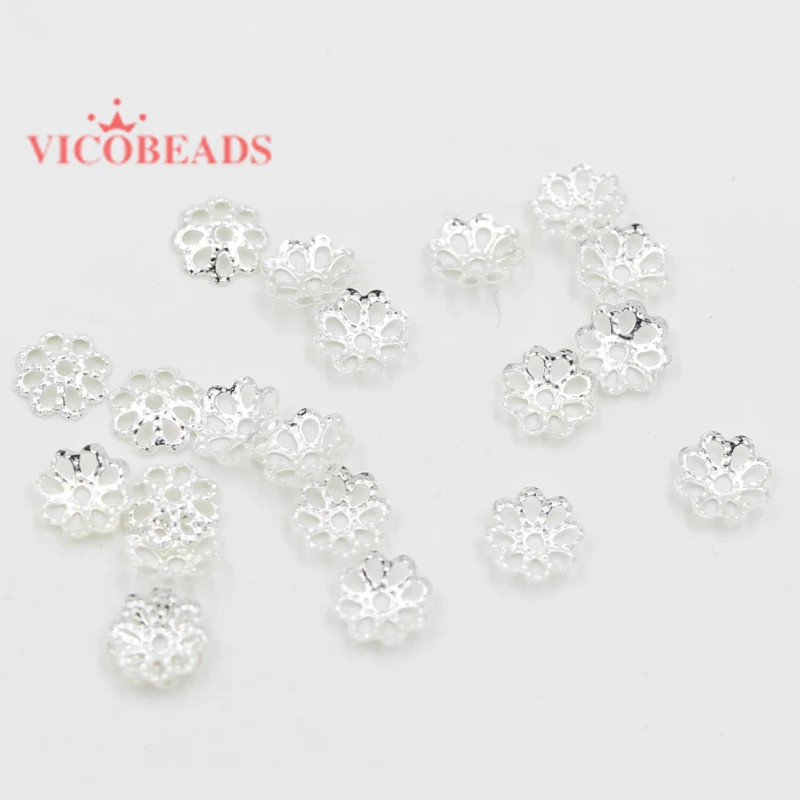 1000 шт./лот 6 мм 9 позолоченные серебряные бусины с лепестками цветов для