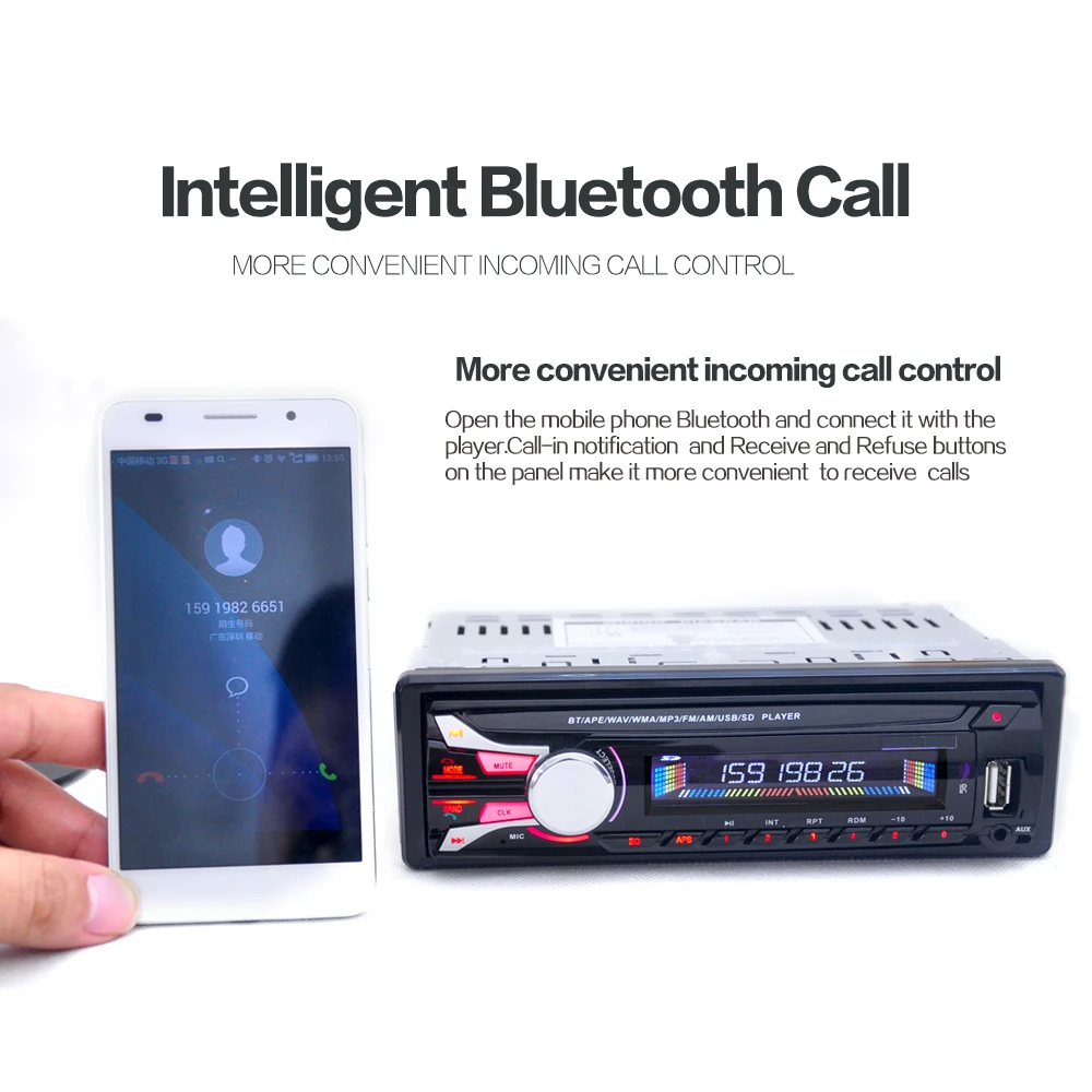 Автомагнитола 1DIN 12 В стерео FM MP3 плеер Bluetooth AUX вход со съемной передней панелью usb