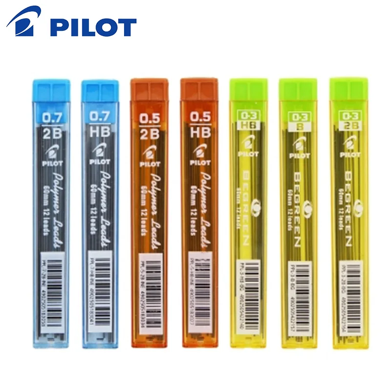 PILOT Polymer Lead 10 Tubes/lot Mechanical Pencil Refills 0.3 mm/0.5 mm/0.7 mm 60mm 2B/HB PPL 3/5/7|hb hardness|hb laptophb pieces |