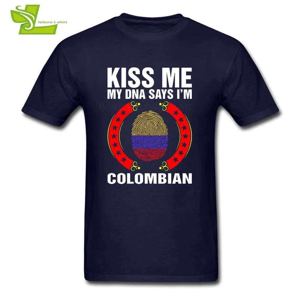 Футболка Kiss Me My DNA говорит что я Колумбийская мужская летняя футболка для команды