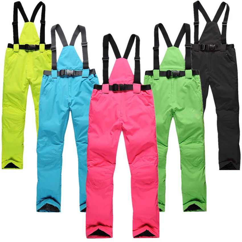 

Skiing pants female Men winter couple outdoor skiing pants windproof waterproof thermal thickening suspenders trousers h90