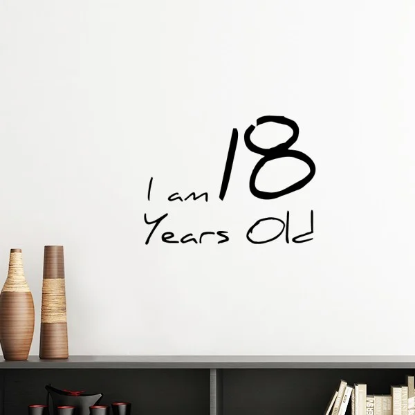 

I Am 18 Years Old Age Young Removable Wall Sticker Art Decals Mural DIY Wallpaper For Room Decal