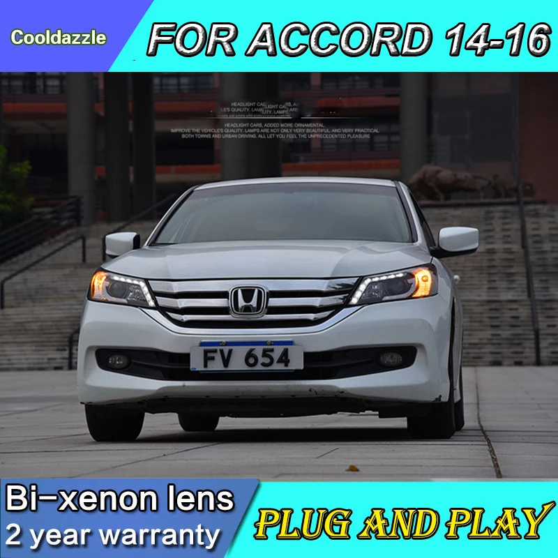 Для Honda Accord Светодиодные ленты фара Биксеноновые линзы прожекторного типа 20142015