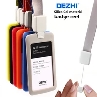dezhi retractable lanyard with silica gel material id badge holders accessories bank credit card badge holder
