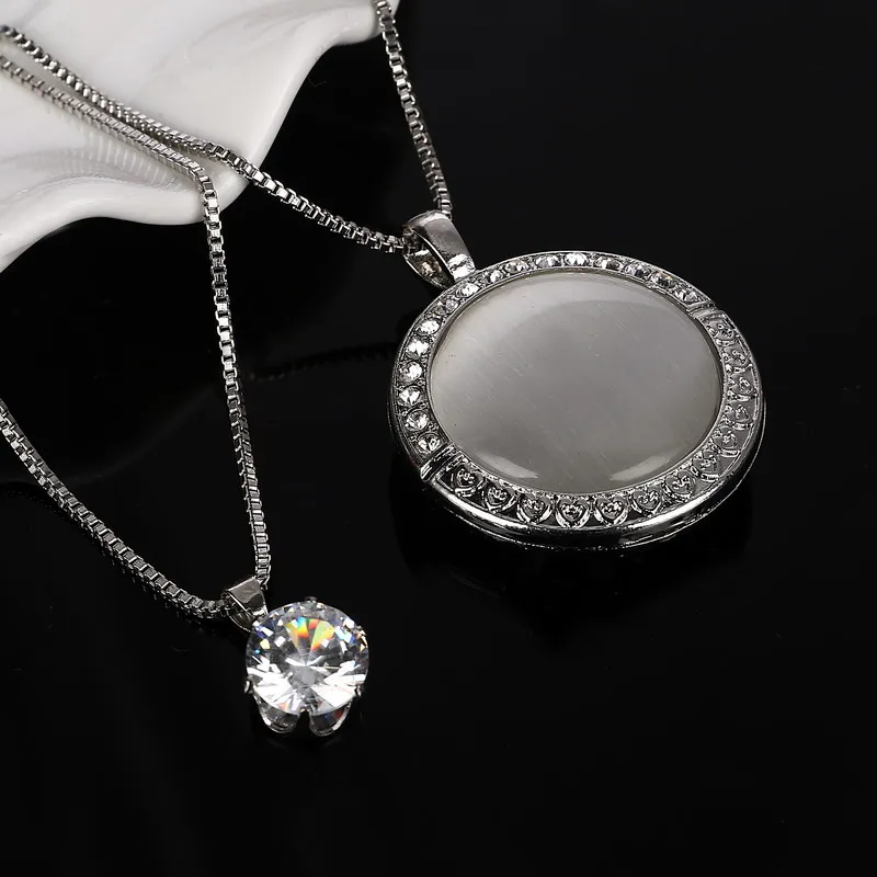Hesiod Vintage Opal Jewelry Pendant Necklace Round Shape Palace Carved a Long Necklaces For Women | Украшения и аксессуары