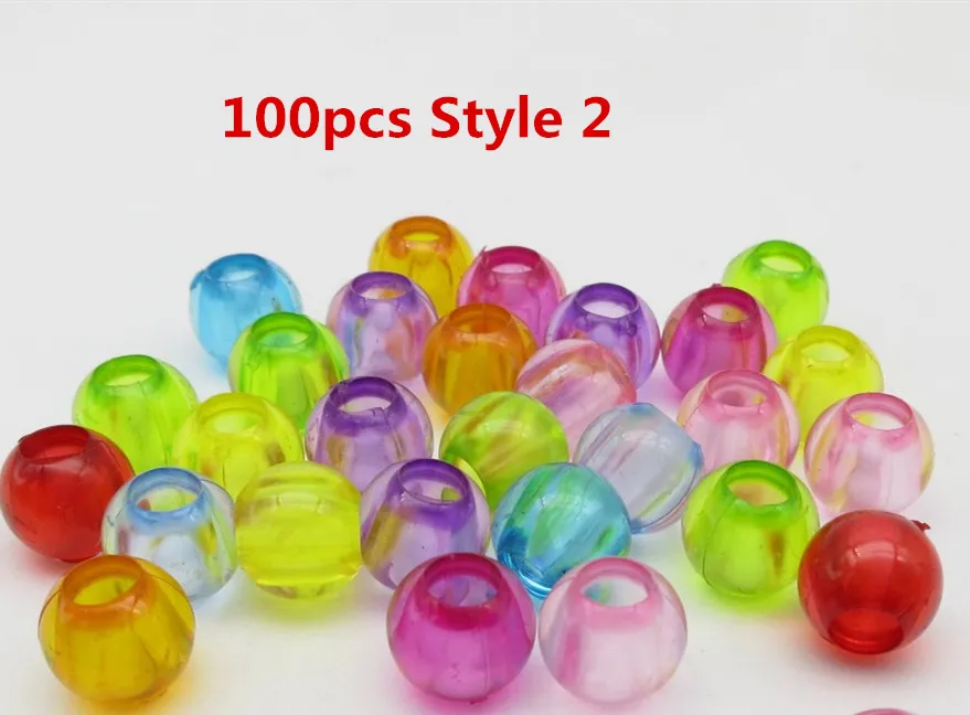 100pcs Style 2 30 шт-100 шт пластиковые цветные прозрачные вязанные крючком Детские косички для волос dread дредлок бусины кольца трубки аксессуары для волос - Цвет: 100pcs Style 2