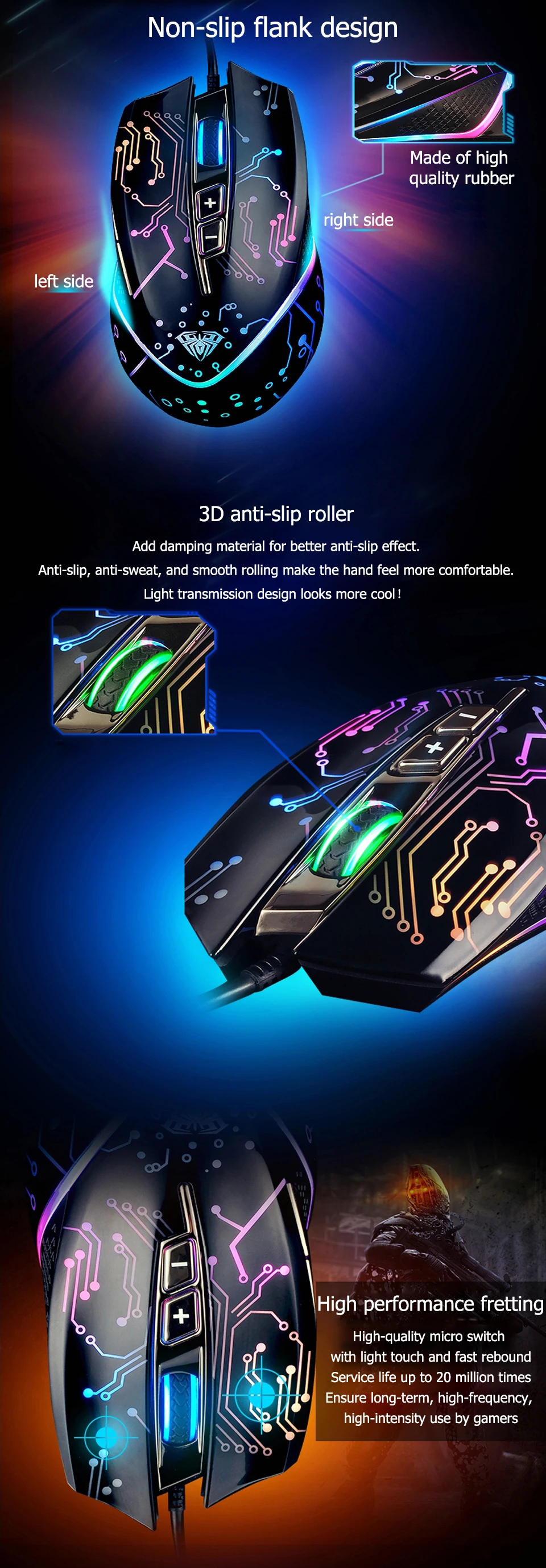 AULA игровая мышь USB Проводная RGB эргономичная dpi 5000 регулируемая для ноутбука настольного ПК компьютера аксессуары геймерская мышь# SI9010