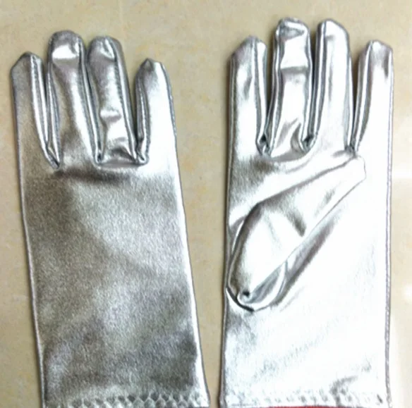 short silver Женские сексуальные длинные перчатки весна лето осень короткие экзотические варежки женский металлический, золотистый, серебристый, черный полный перчатки костюмы - Цвет: short silver