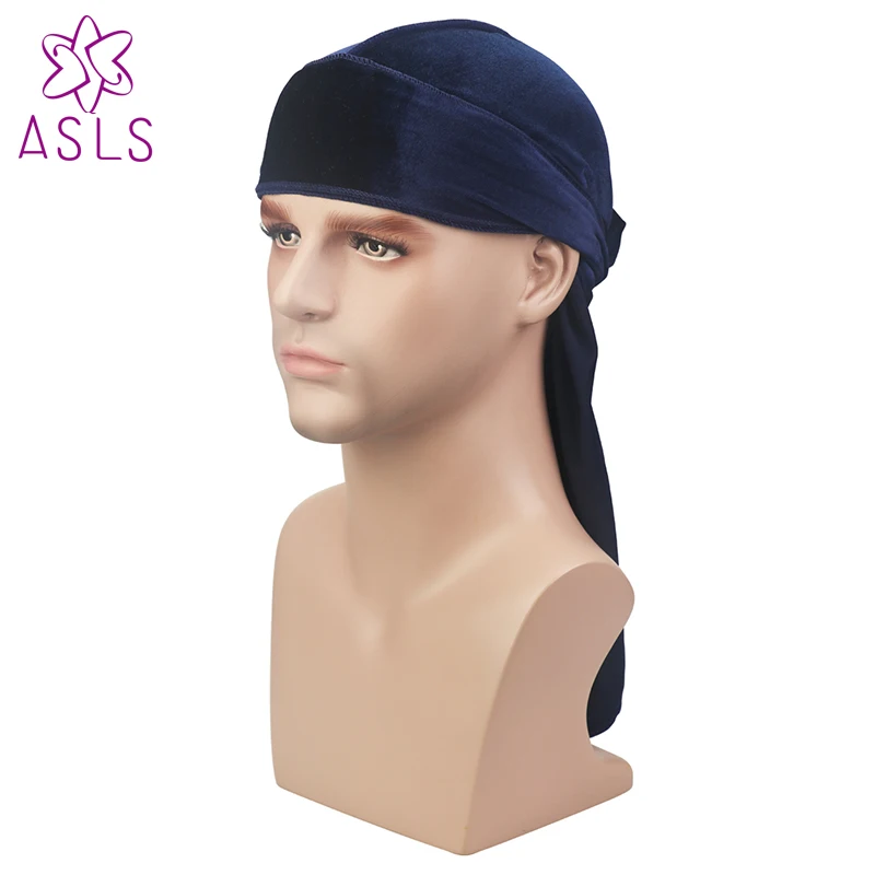 Новые роскошные для мужчин пространство бархат Durags Бандана тюрбан шляпы парики Doo Durag Байкер удлиненные бретели для нижнего белья стежка снаружи Durags