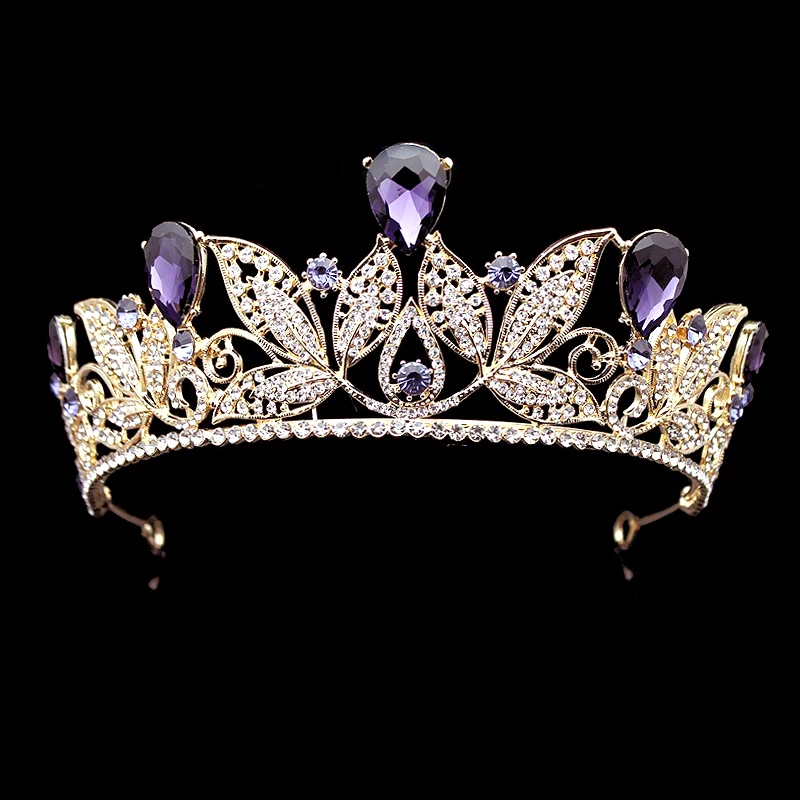 Очаровательная фиолетовая Хрустальная Свадебная Корона тиары головные повязки
