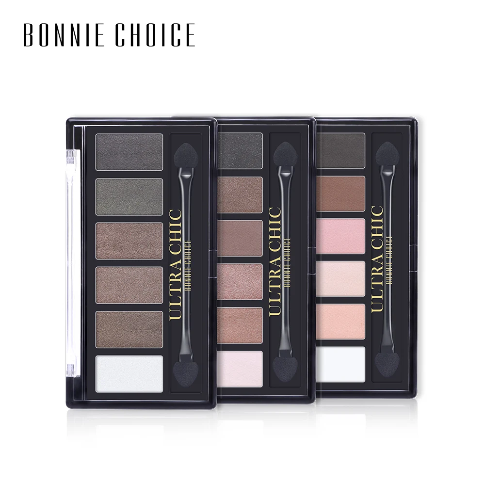 Матовые тени для век BONNIE CHOICE 6 цветов Палетка с кисточкой макияж блеск