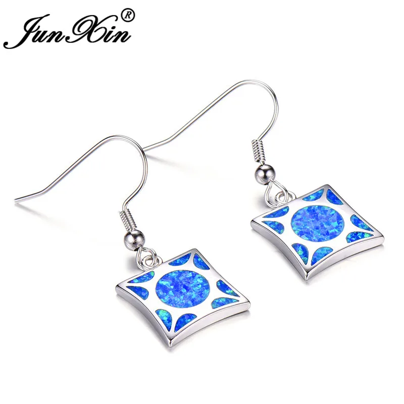 ROXI рождественские украшения квадратный камень голубой огненный серьги в виде
