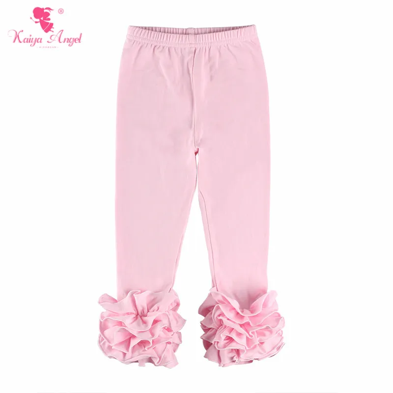 Kaiya Angel/, однотонные леггинсы для девочек 3 мес.-8 лет, детские штаны с оборками эксклюзивная одежда принцессы, 5 шт./партия