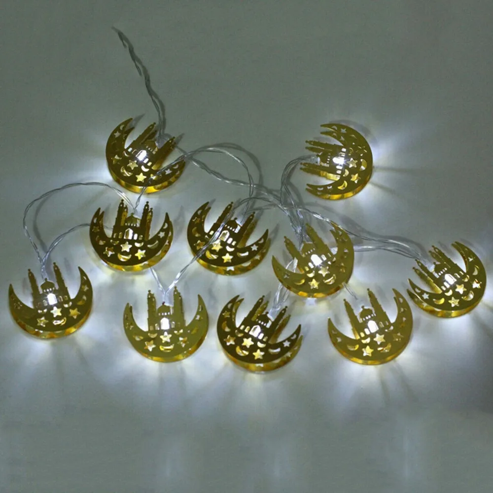 EID Ramadan Moon Party Decor Islamic 10 LED/20led 1 65 M 3m Фонарь Гирлянда Свет теплая лампа золотой дом