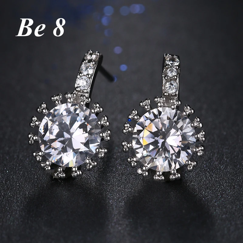 

Be8 Brand Beautiful Lady's Stud Earrings Sparkling Cubic Zirconia Pave White Gold Color Earrings Brincos For Party Gifts E-219