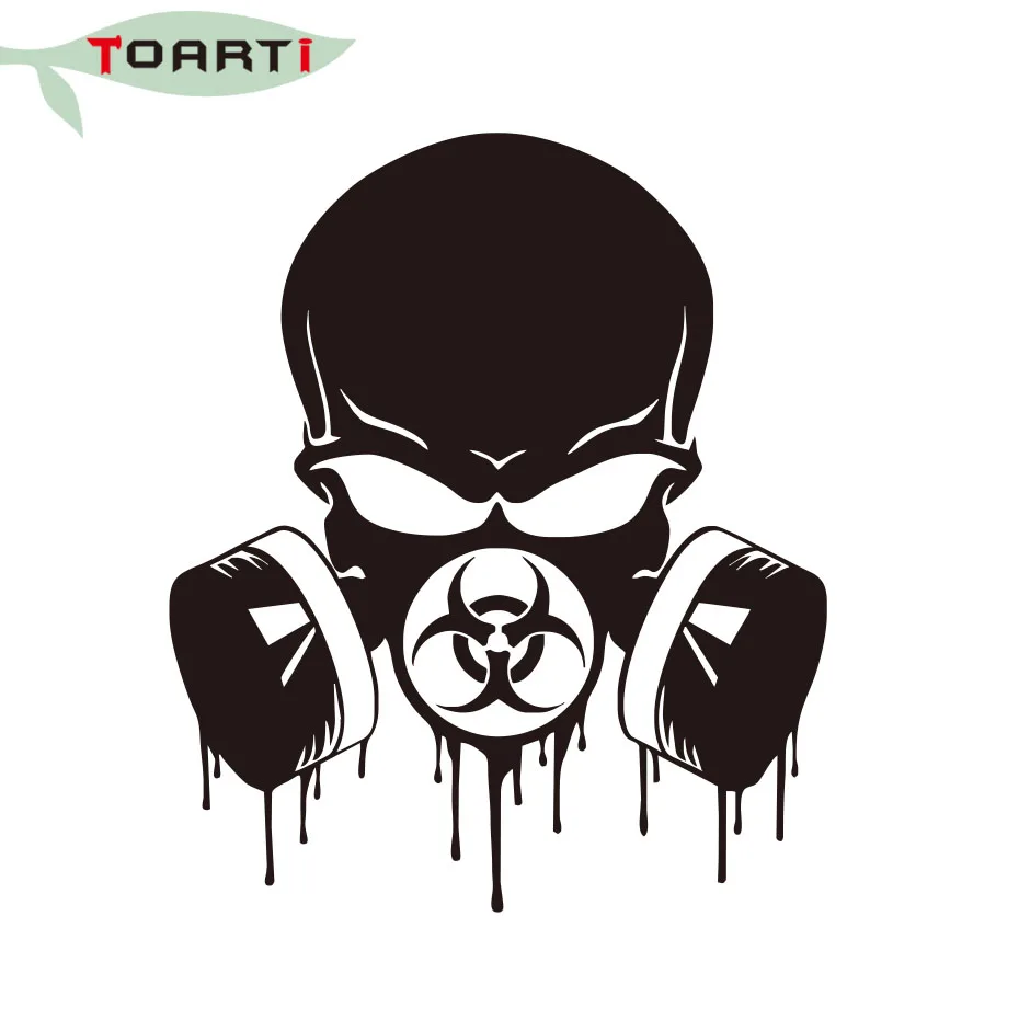 КАПЕЛЬНАЯ биоопасность череп респиратор забавная Виниловая Наклейка на окно