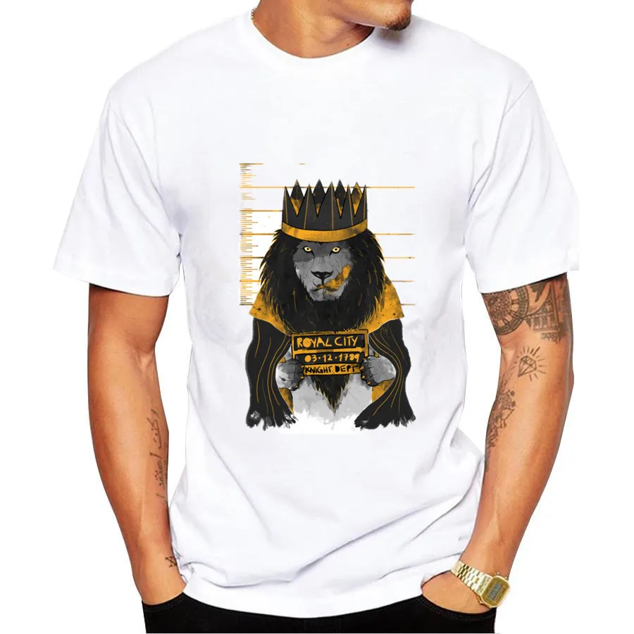 Забавные Для мужчин футболка Король Лев королевский город с S Мода 2017 Новый O