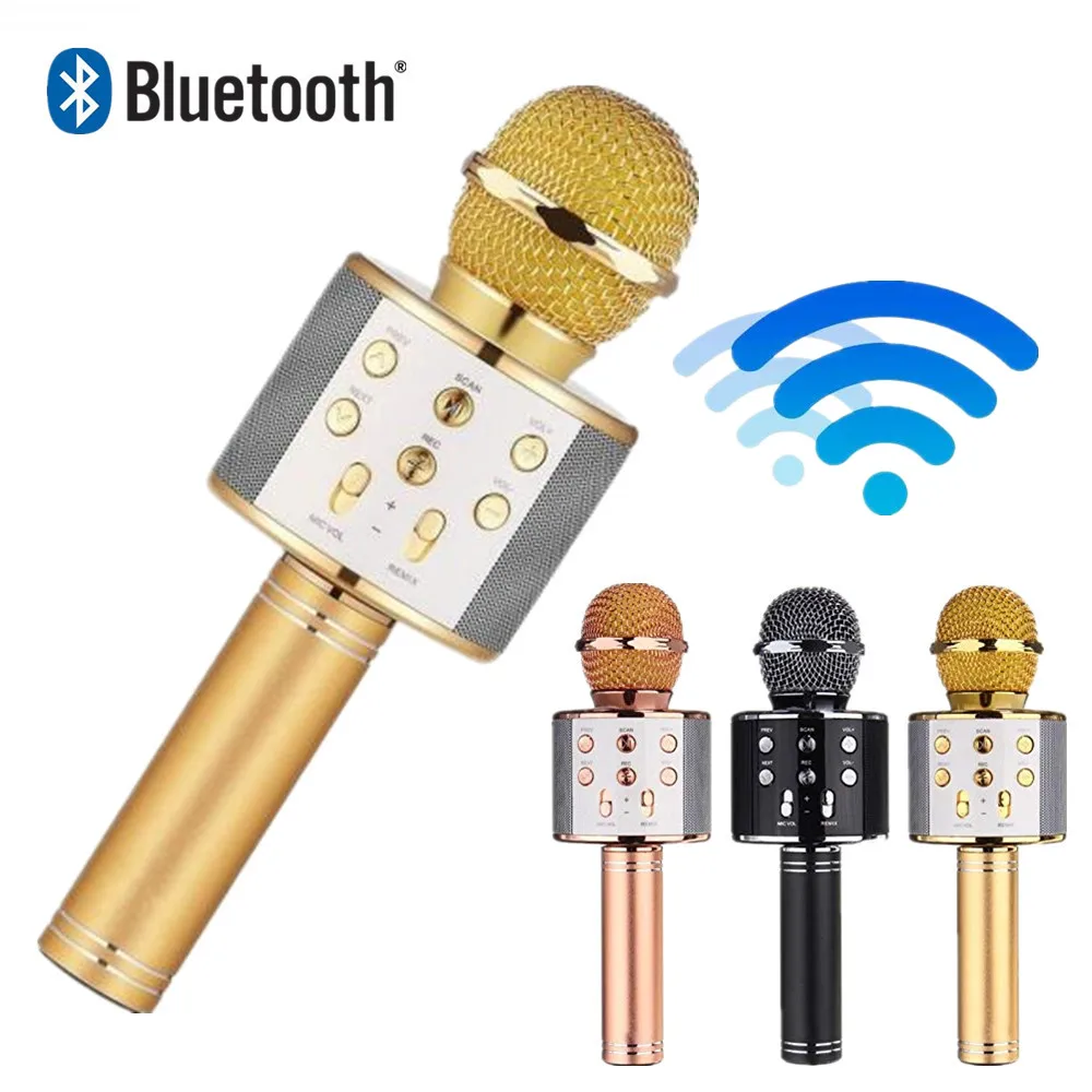 WS858 микрофон беспроводной Bluetooth караоке WS 858 USB KTV плеер мобильный телефон динамик